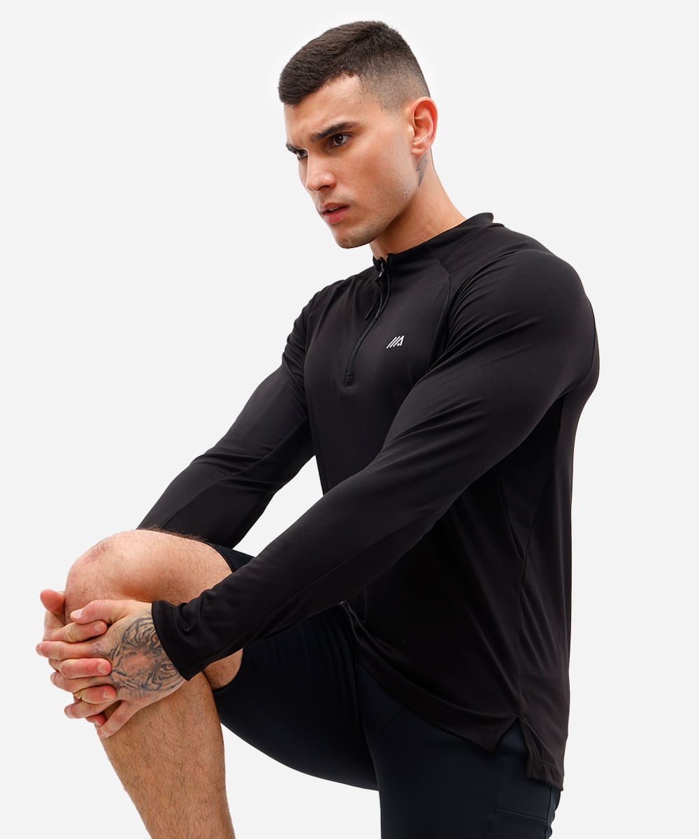 blusa masculina esportiva gola alta preta