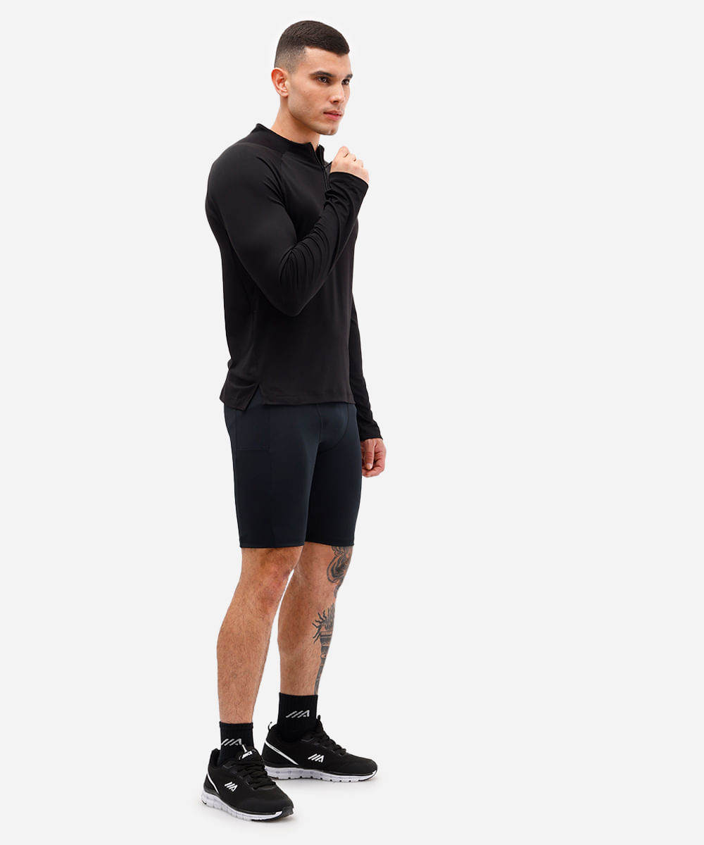 blusa masculina esportiva gola alta preta