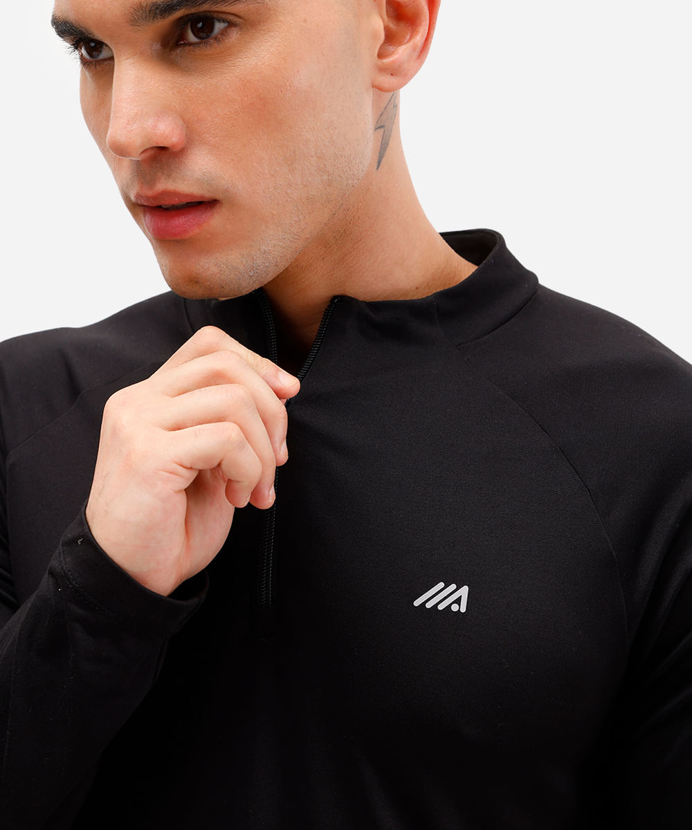 blusa masculina esportiva gola alta preta