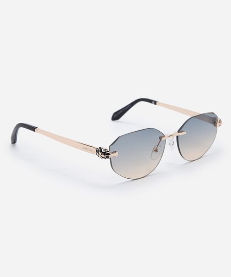 óculos de sol feminino oval de metal triton dourado