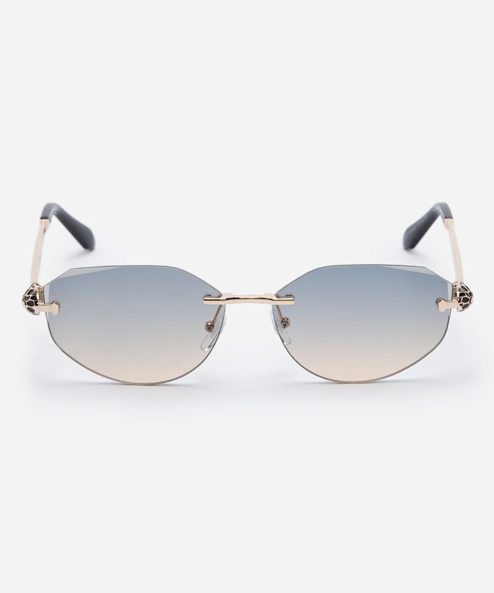 óculos de sol feminino oval de metal triton dourado