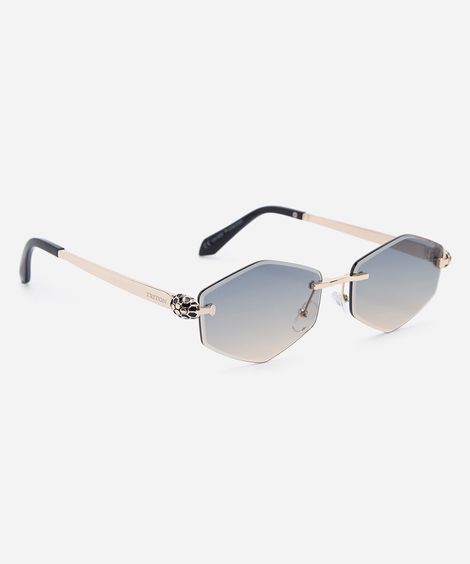 óculos de sol feminino oval de metal triton dourado