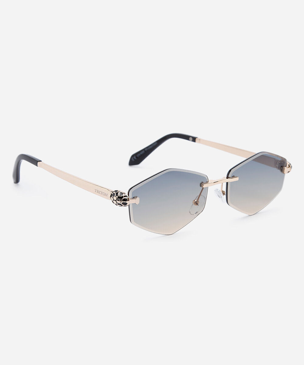 óculos de sol feminino oval de metal triton dourado