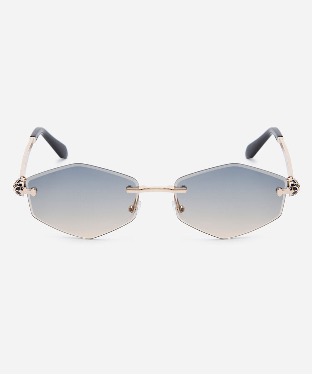 óculos de sol feminino oval de metal triton dourado