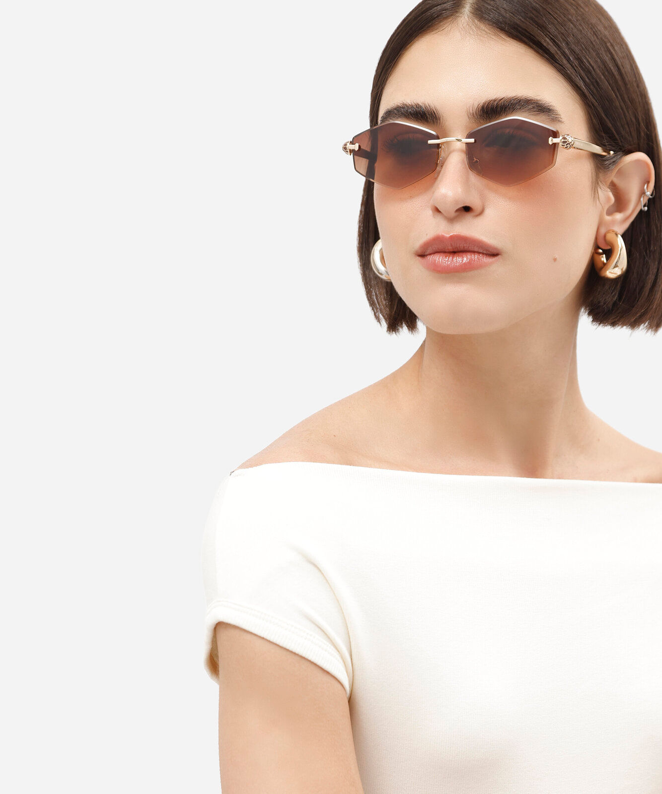 óculos de sol feminino oval de metal triton dourado
