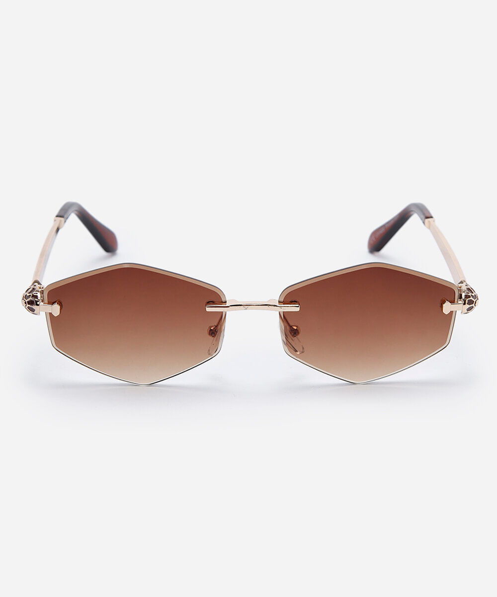 óculos de sol feminino oval de metal triton dourado