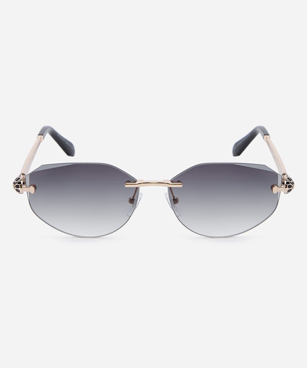 óculos de sol feminino oval de metal triton prateado