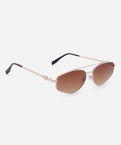 óculos de sol unissex oval de metal triton dourado