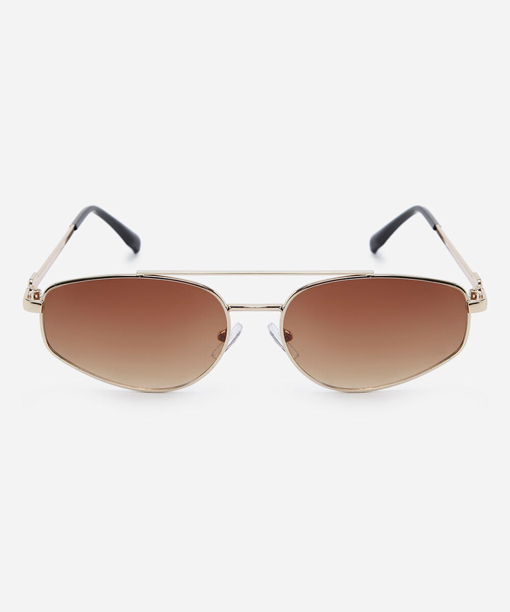 óculos de sol unissex oval de metal triton dourado