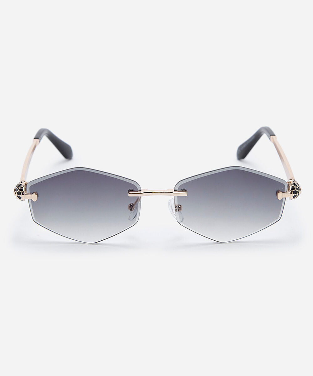 óculos de sol feminino oval de metal triton dourado