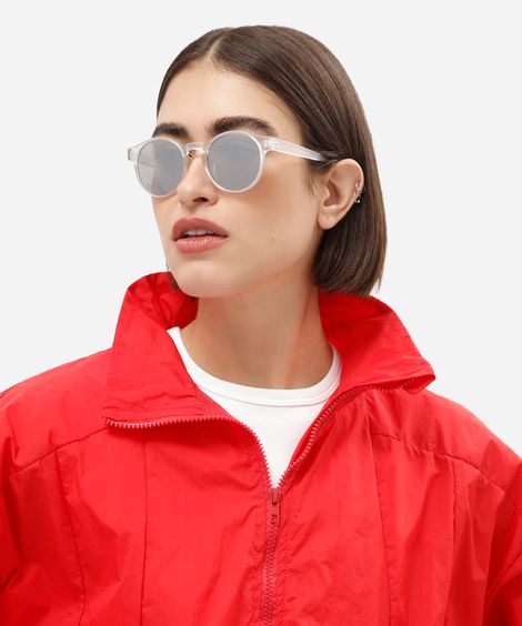 óculos de sol unissex redondo de acetato transparente