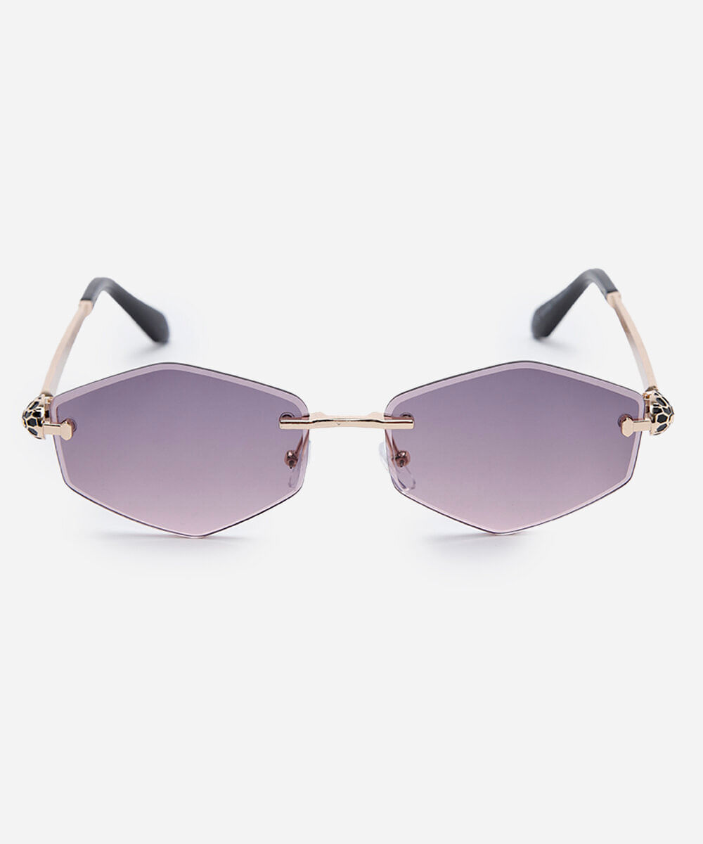 óculos de sol feminino oval de metal triton dourado