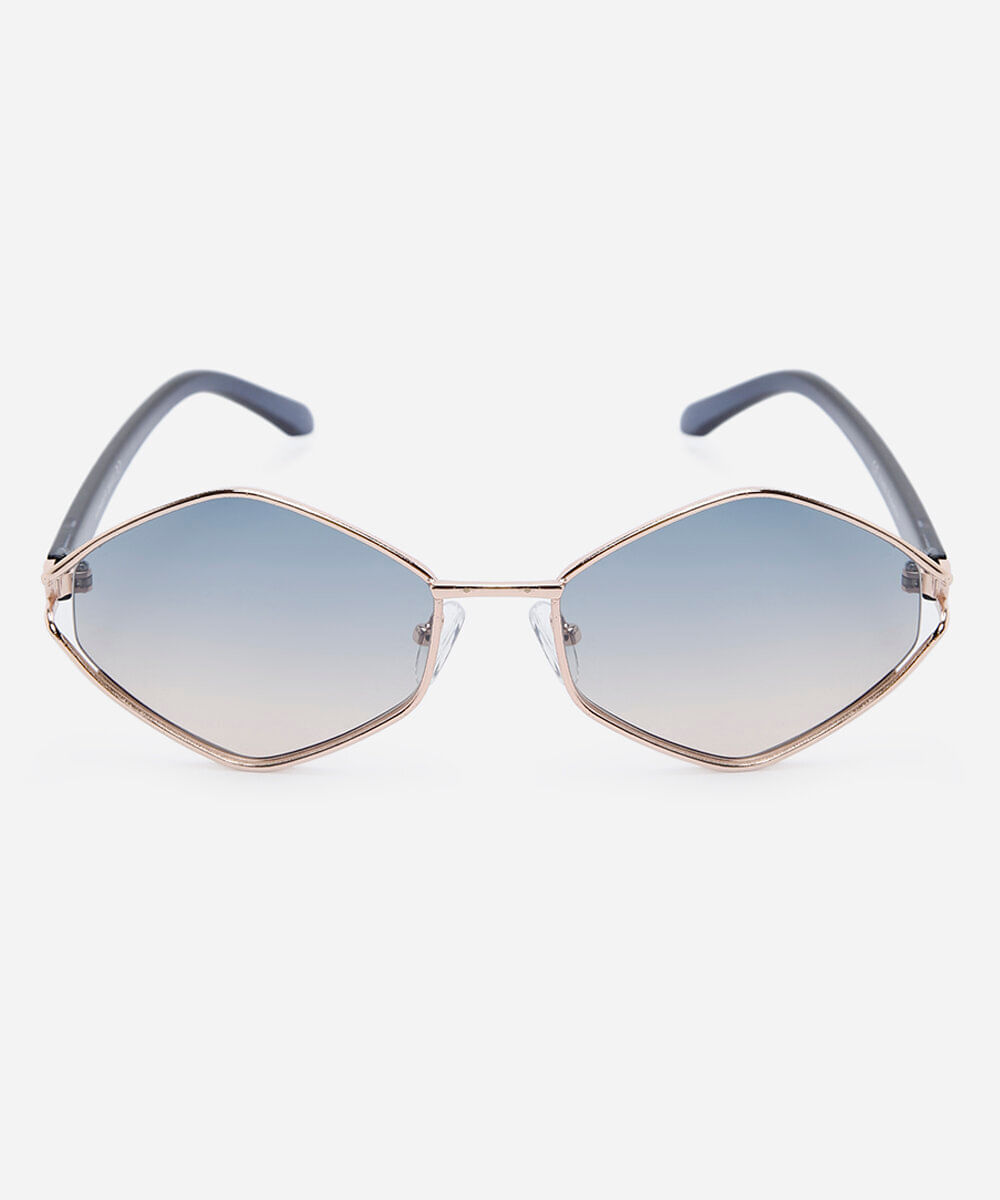 óculos de sol feminino oval de metal triton dourado