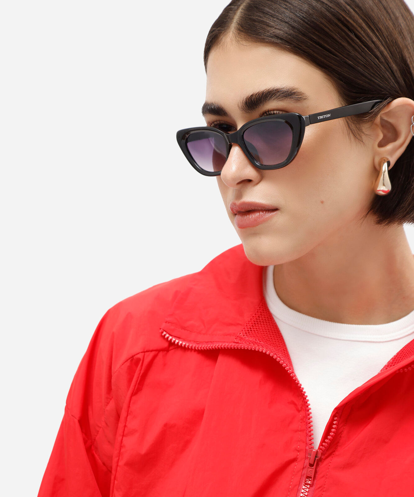 óculos de sol feminino gatinho de acetato triton preto