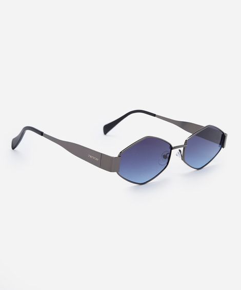 óculos de sol feminino oval de metal triton cinza