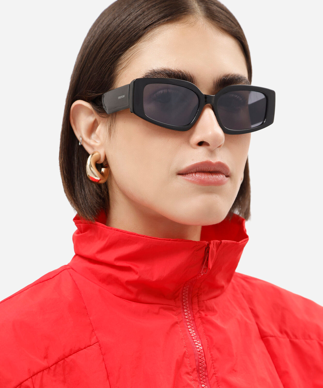 óculos de sol feminino quadrado de acetato triton preto