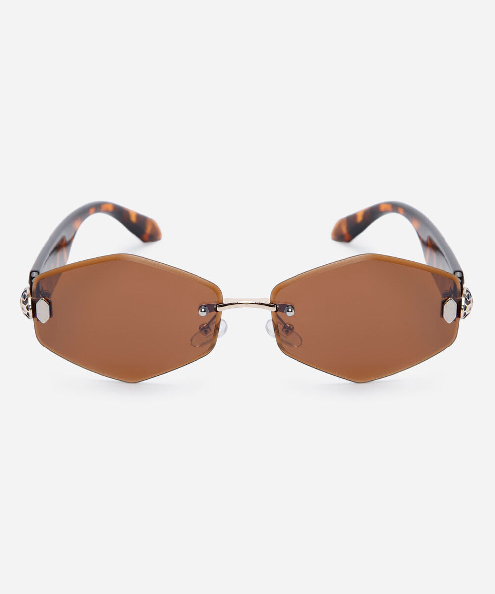 óculos de sol feminino oval de metal tartaruga triton marrom