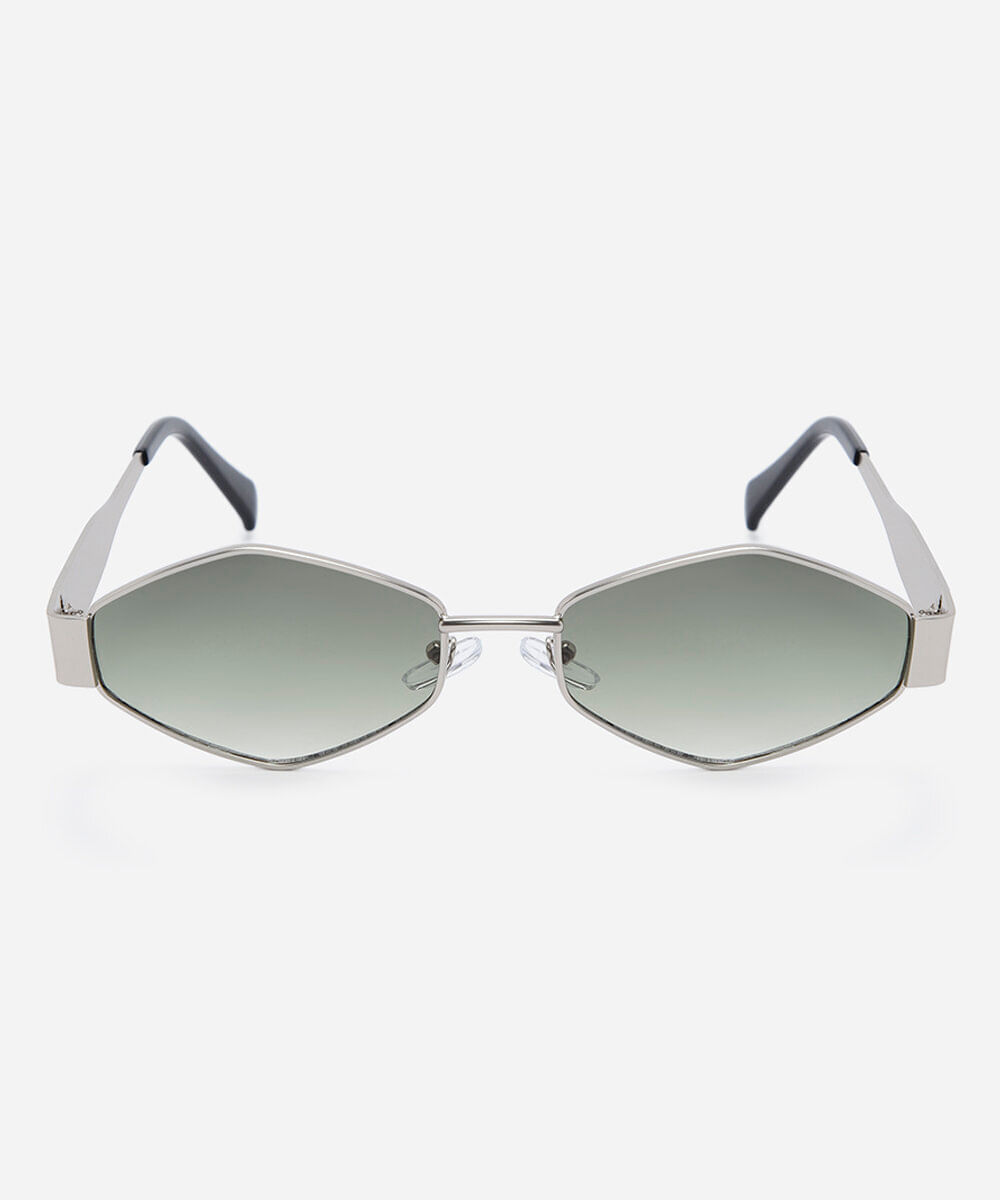 óculos de sol feminino oval de metal triton prateado