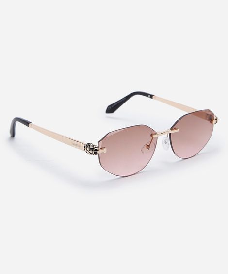 óculos de sol feminino oval de metal triton dourado