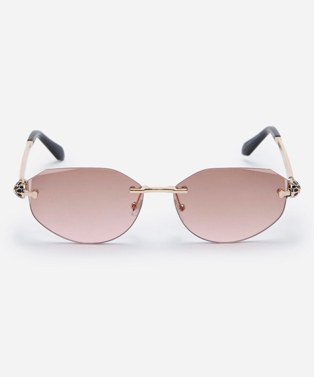 óculos de sol feminino oval de metal triton dourado