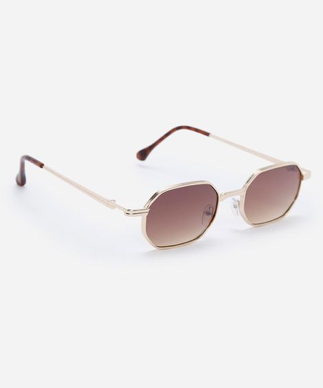 óculos de sol unissex quadrado de metal triton dourado