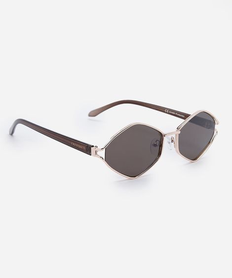 óculos de sol feminino oval de metal triton dourado