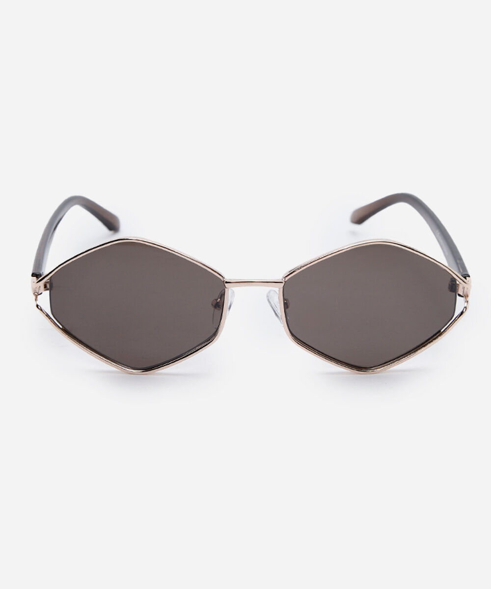 óculos de sol feminino oval de metal triton dourado