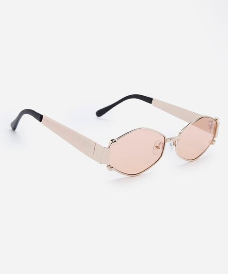 óculos de sol feminino oval de metal triton dourado