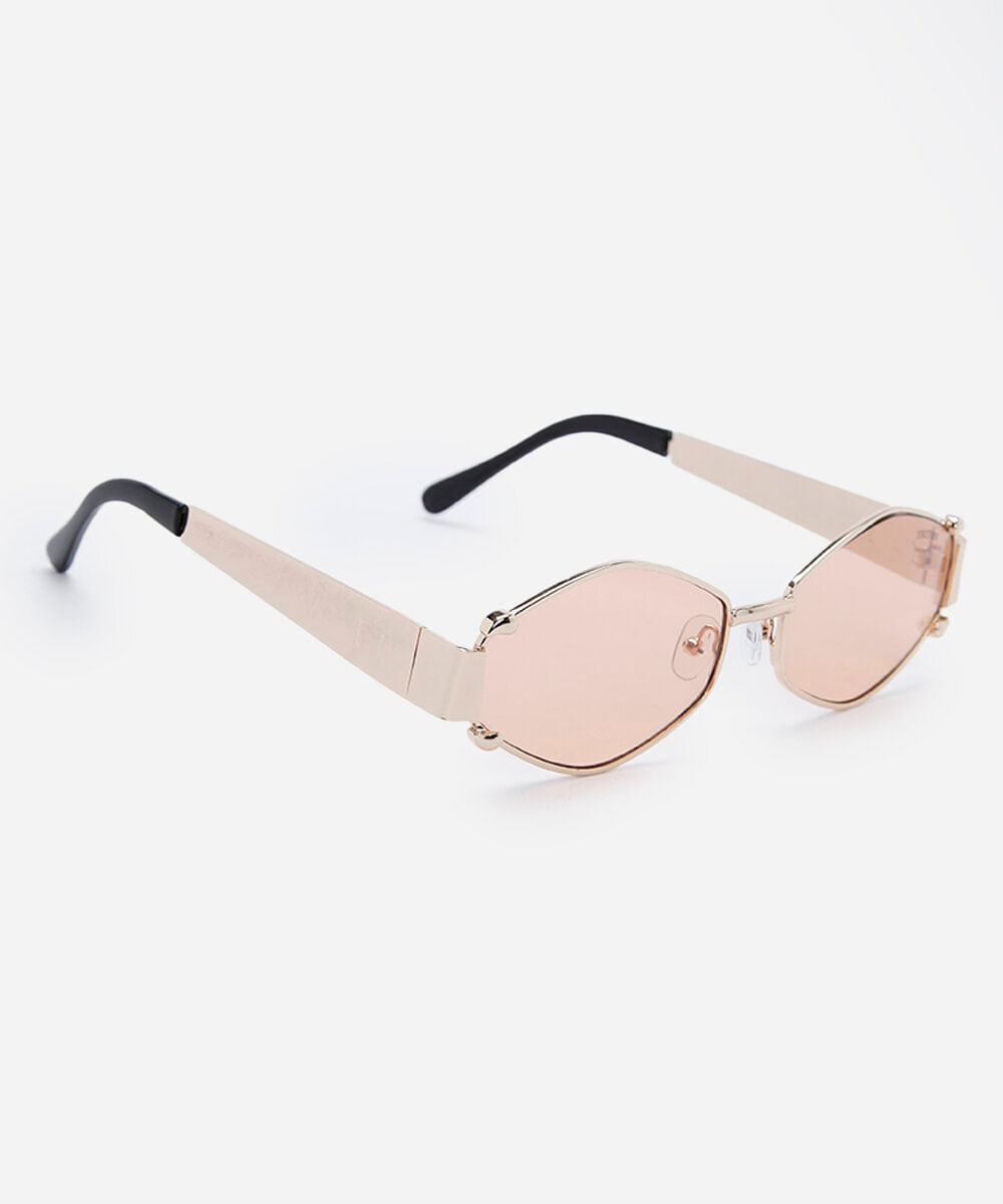 óculos de sol feminino oval de metal triton dourado