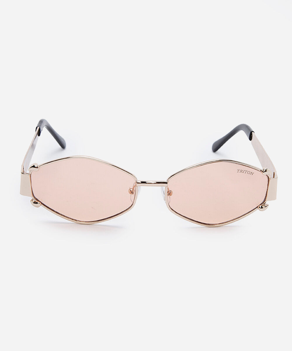 óculos de sol feminino oval de metal triton dourado