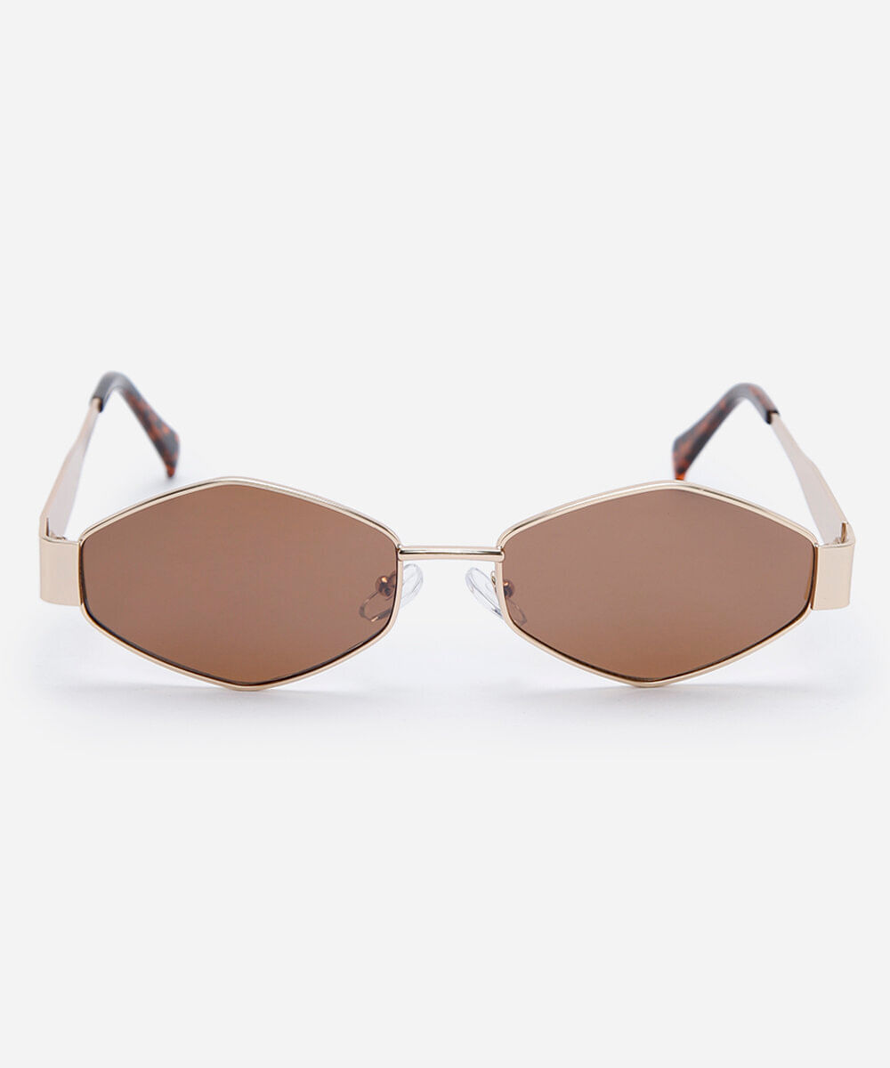 óculos de sol feminino oval de metal triton dourado