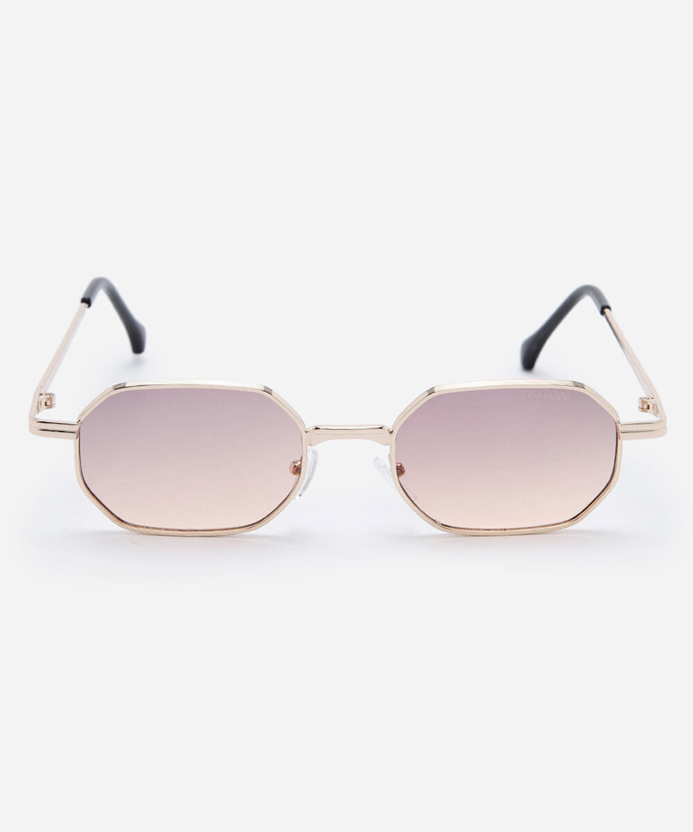 óculos de sol unissex quadrado de metal triton dourado
