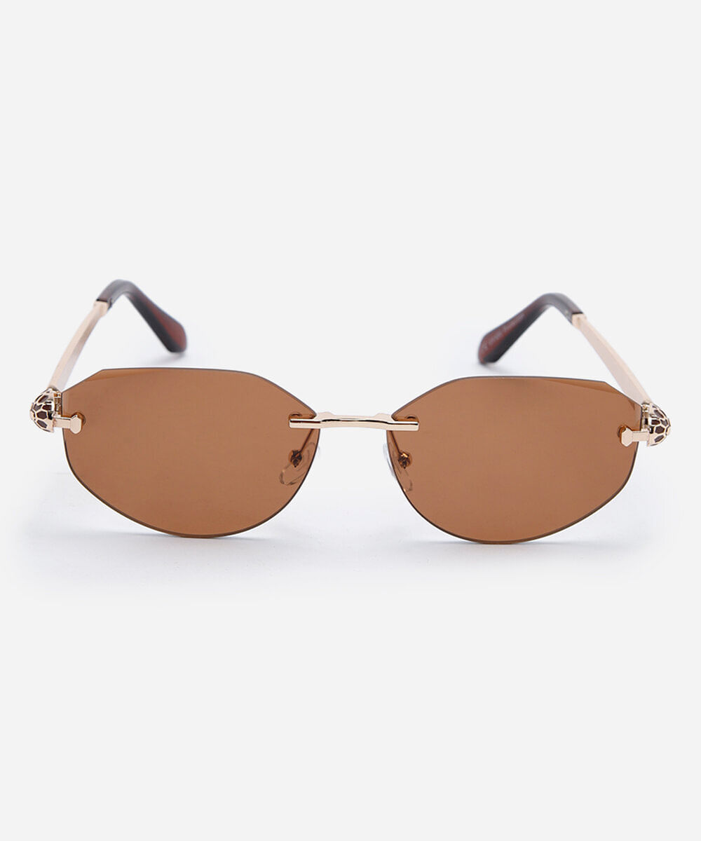 óculos de sol feminino oval de metal triton dourado