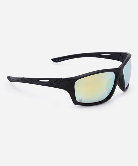 óculos de sol unissex quadrado de acetato esportivo preto