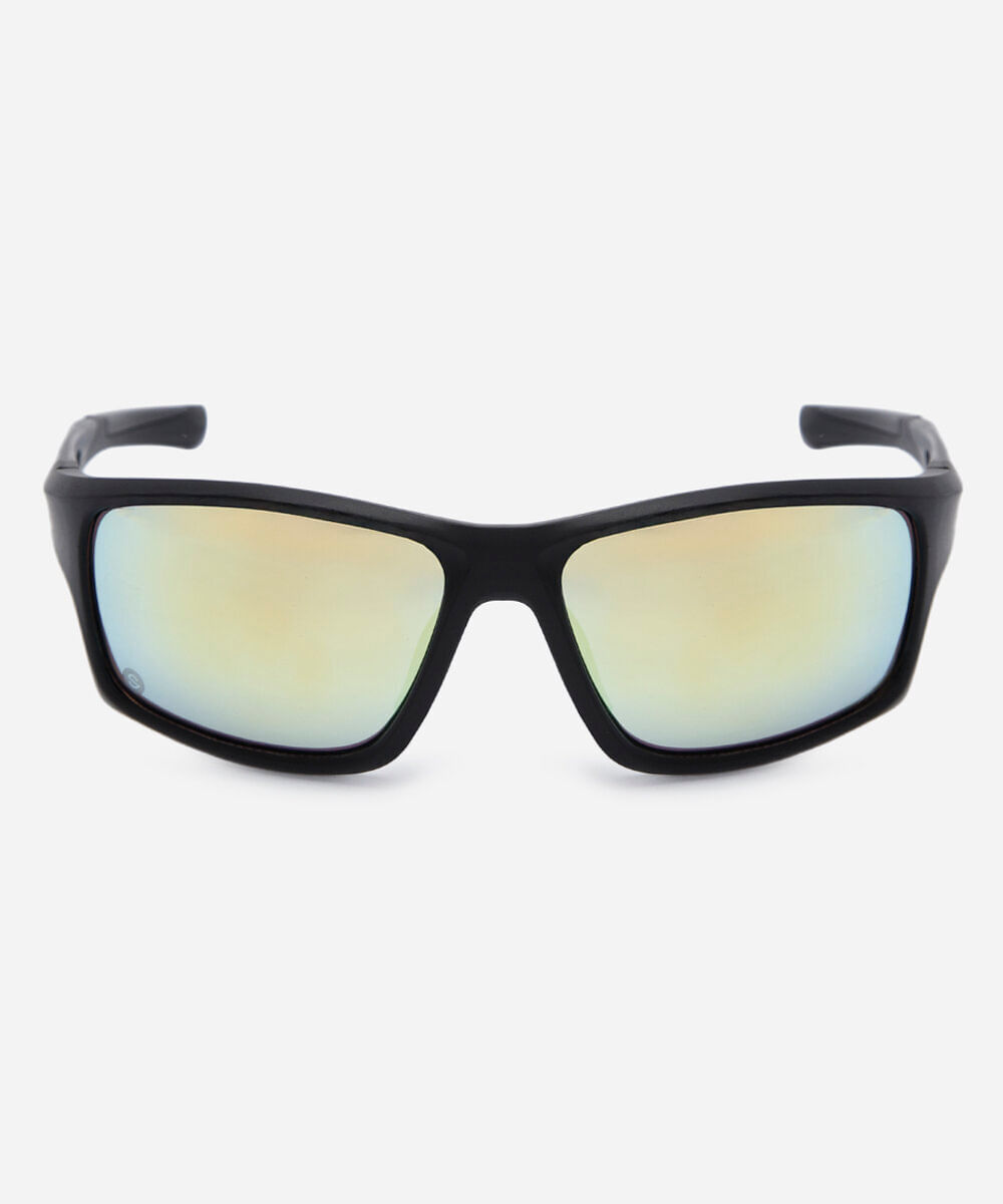 óculos de sol unissex quadrado de acetato esportivo preto