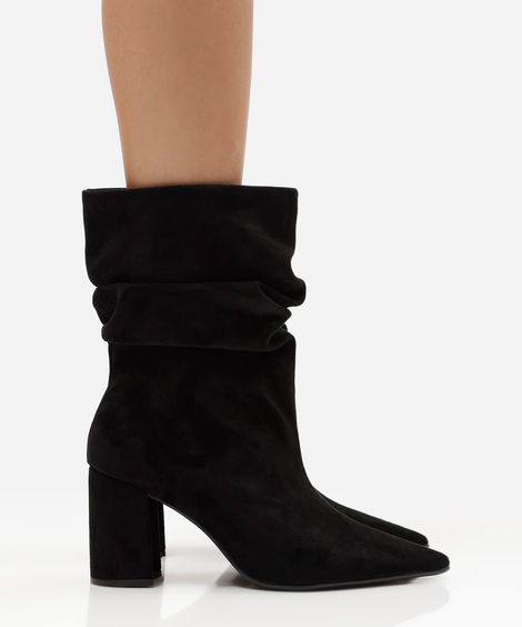 bota slouchy cano médio salto grosso preta