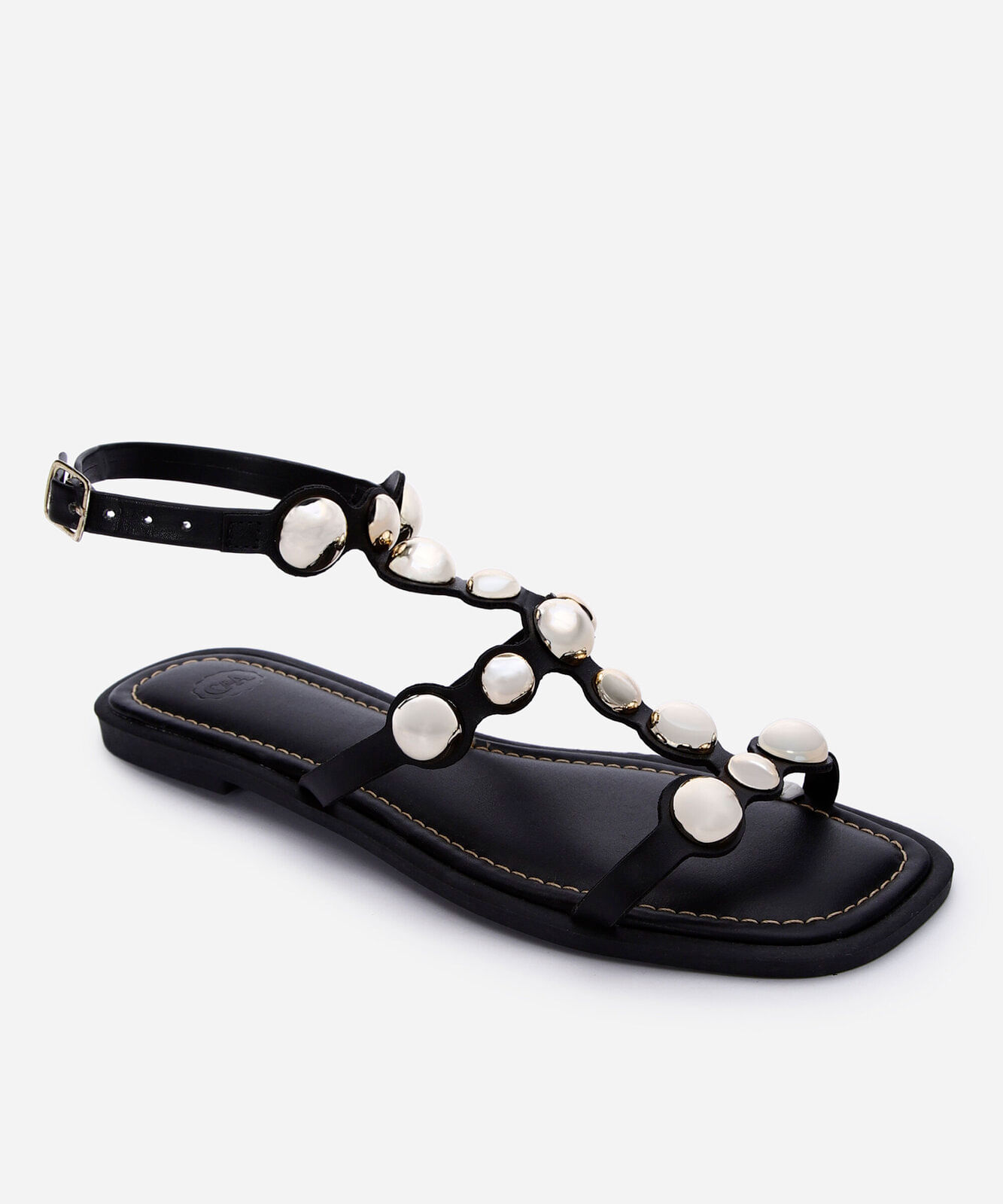 rasteirinha  gladiadora com tachas preta