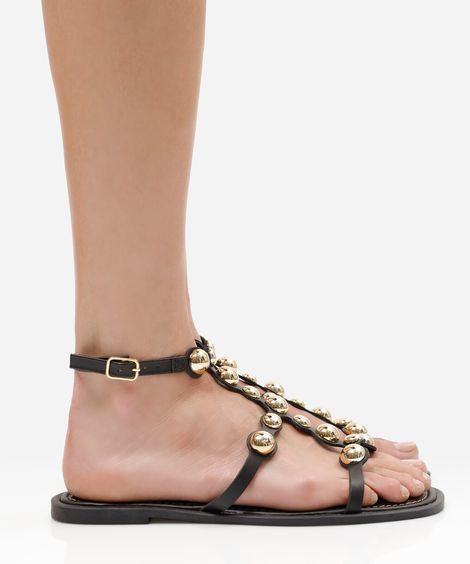 rasteirinha  gladiadora com tachas preta