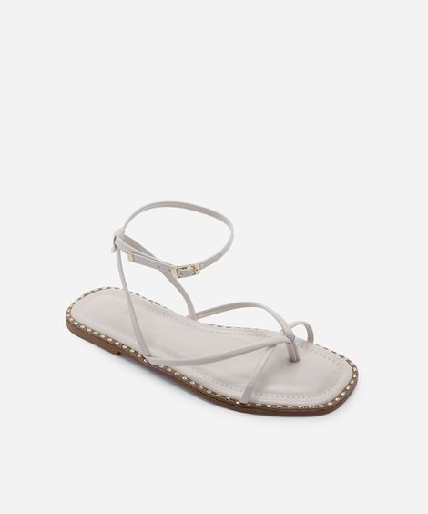 rasteirinha tiras finas bico quadrado off white