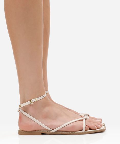 rasteirinha tiras finas bico quadrado off white