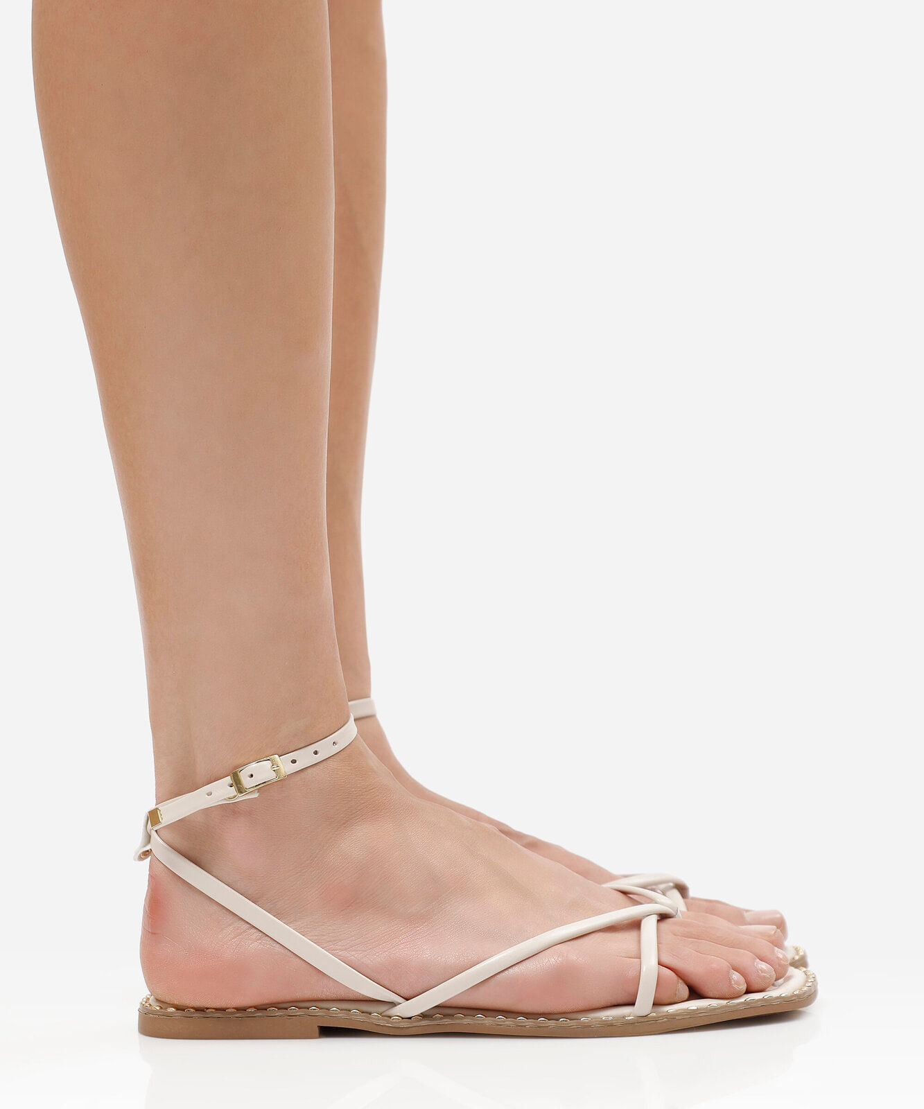 rasteirinha tiras finas bico quadrado off white