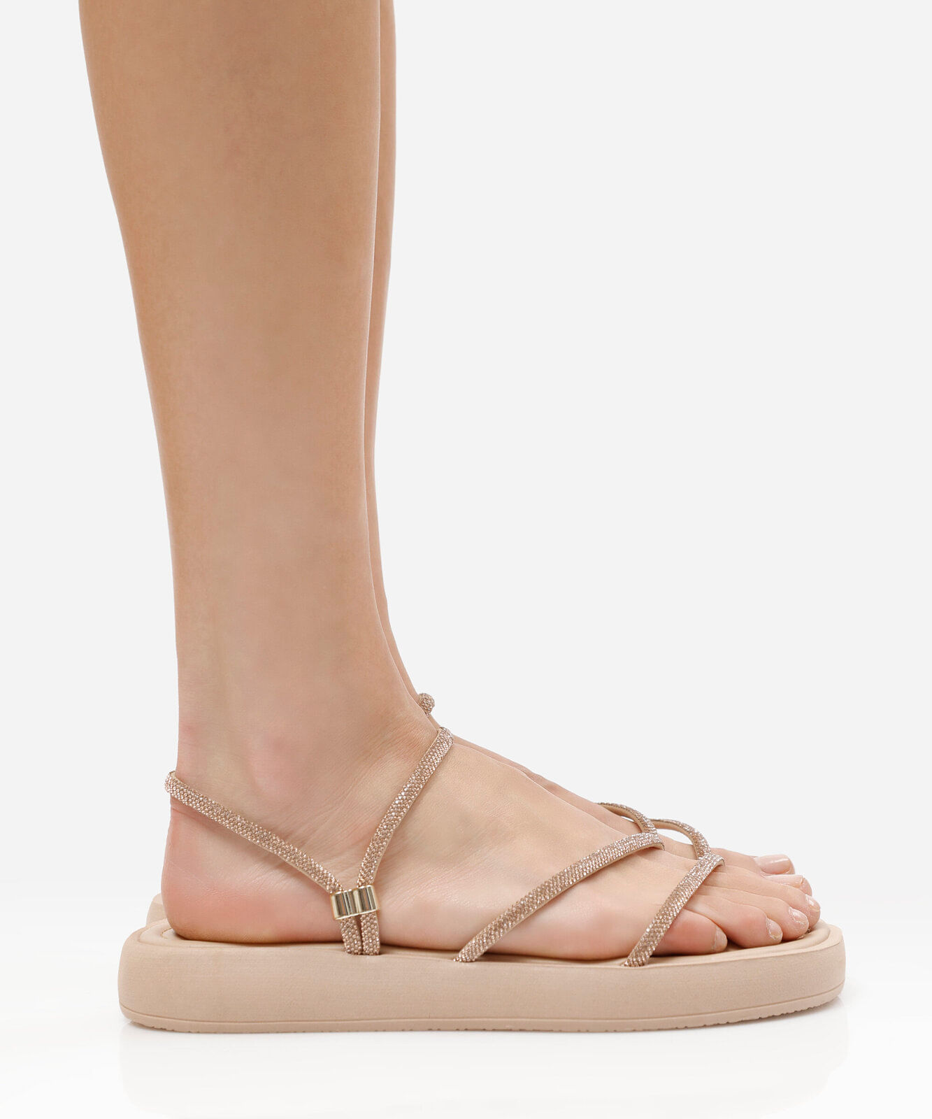 rasteirinha flatform com brilhos bege