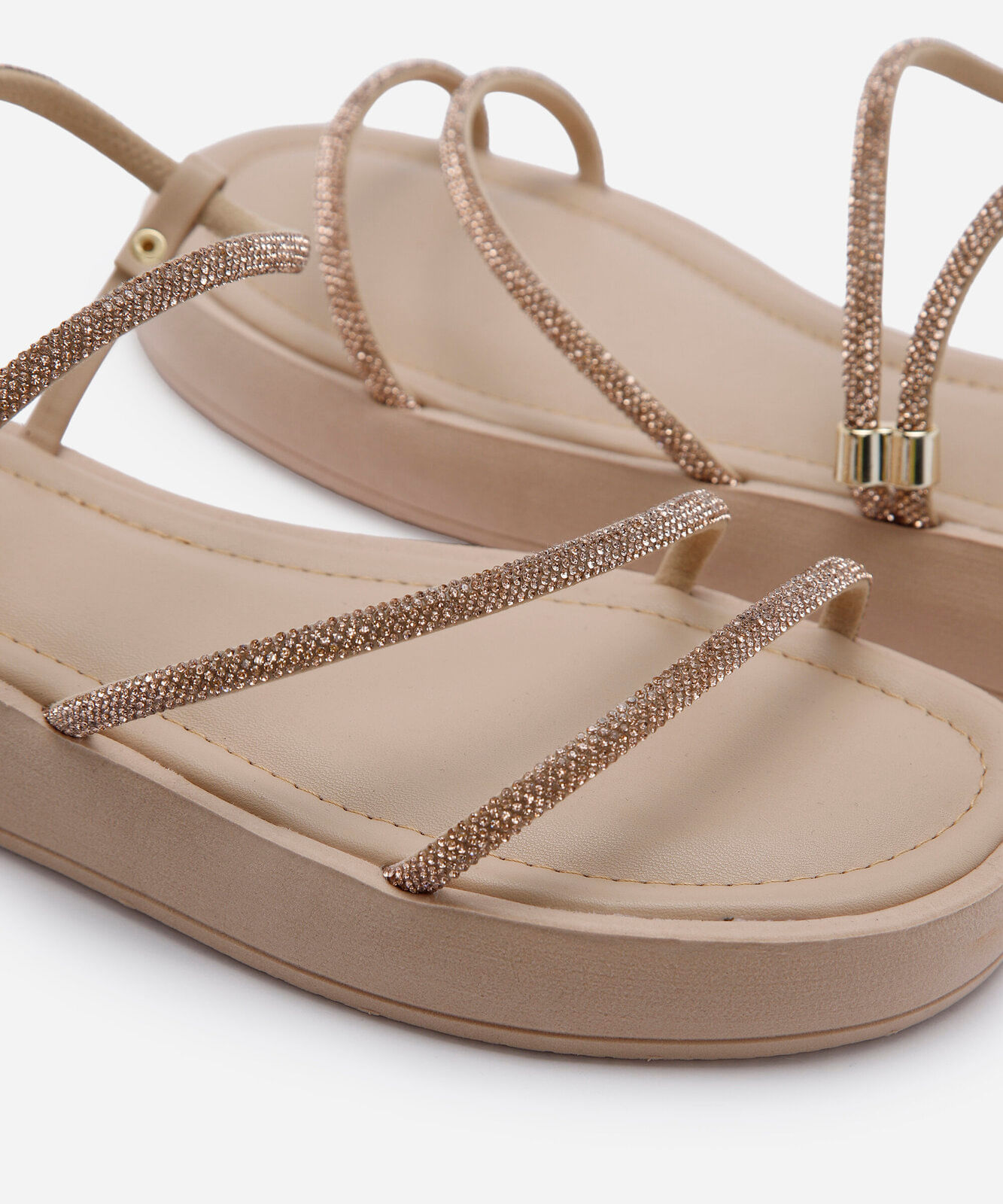 rasteirinha flatform com brilhos bege