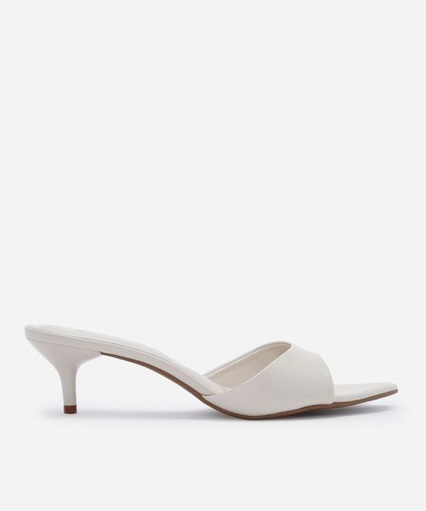 tamanco bico fino salto baixo off white