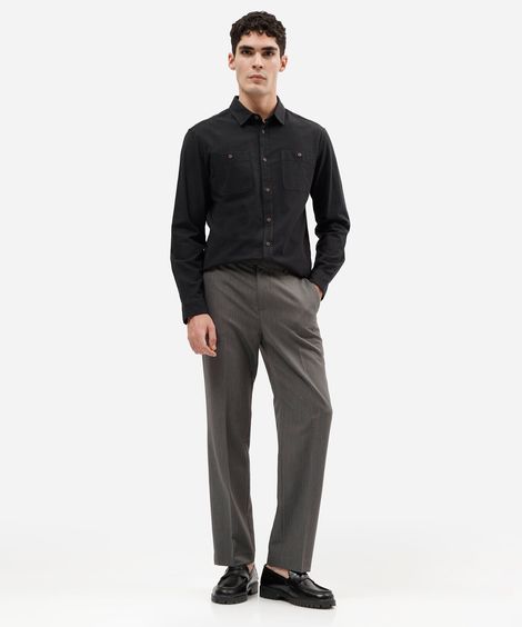 calça de alfaiataria masculina reta cinza