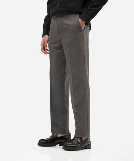 calça de alfaiataria masculina reta cinza