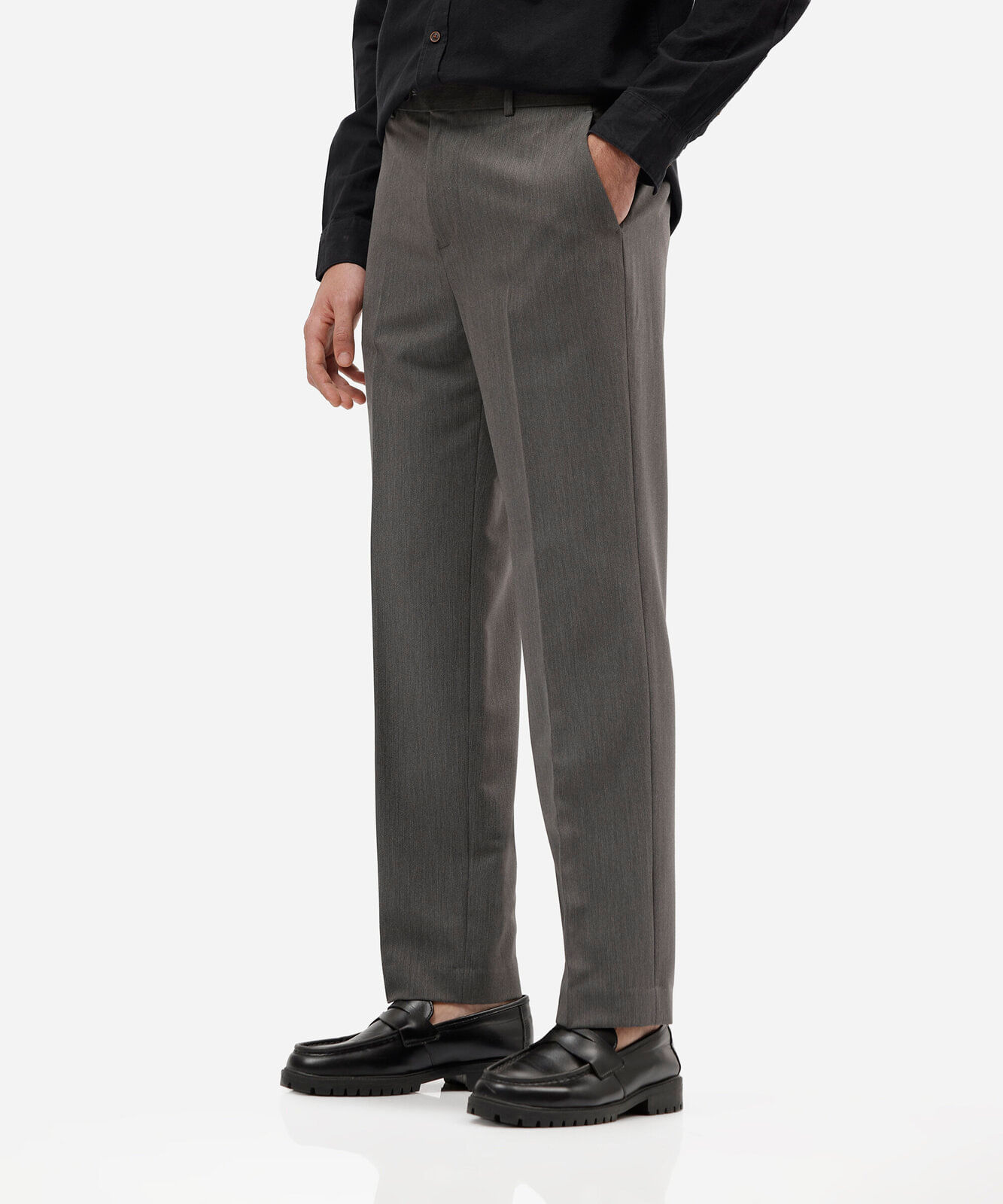 calça de alfaiataria masculina reta cinza