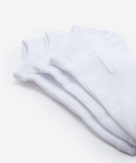 kit 3 pares de meia sapatilha masculina de algodão branco