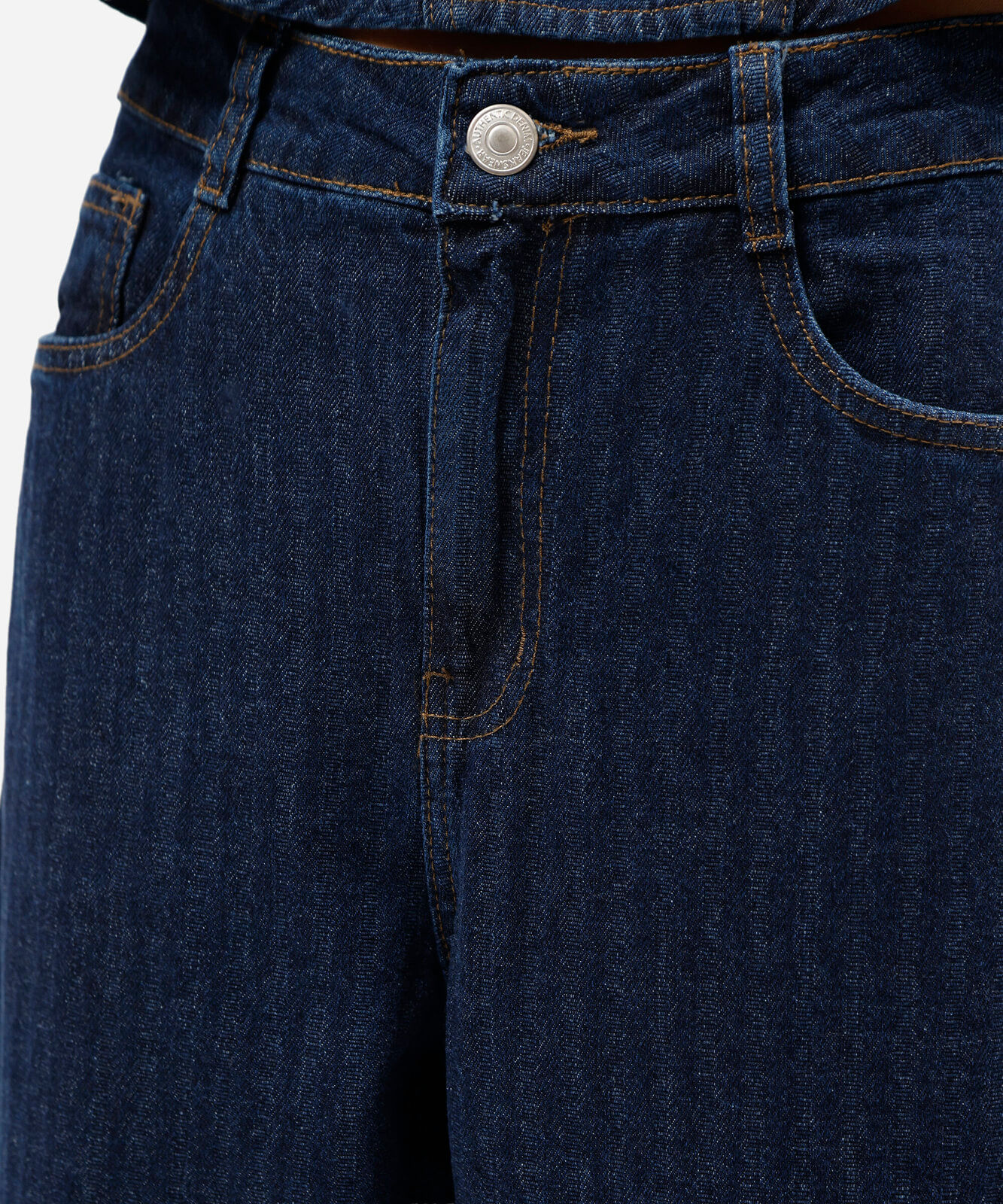 calça balloon feminina jeans cintura alta listrada azul