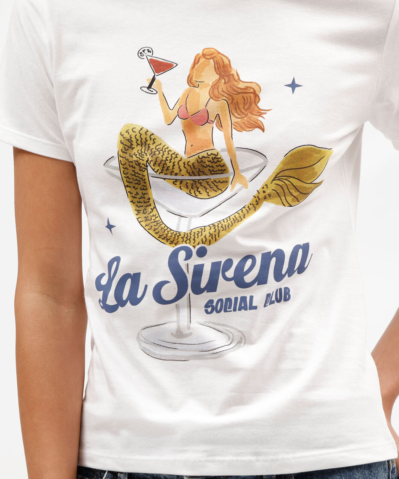 camiseta feminina de algodão manga curta estampada off white
